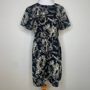 Babydoll Dress Regency Print Black Cream Small